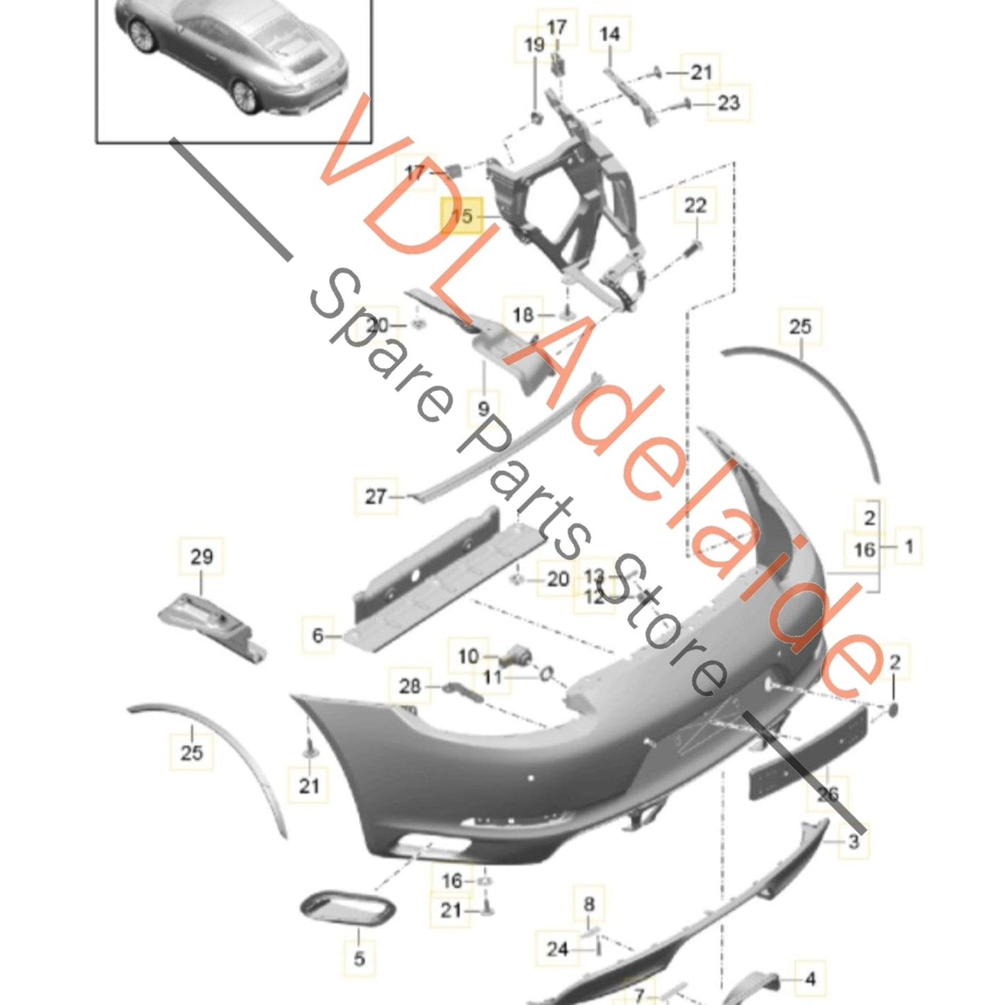 99150583103 9P1145803E   Porsche 911 Rear Bumper Mounting Bracket LHS 99150583103 9P1145803E