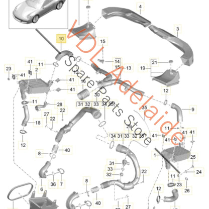 9P1145746    Porsche 911 Left LHS Intercooler Pressure Pipe Hose 9P1145746