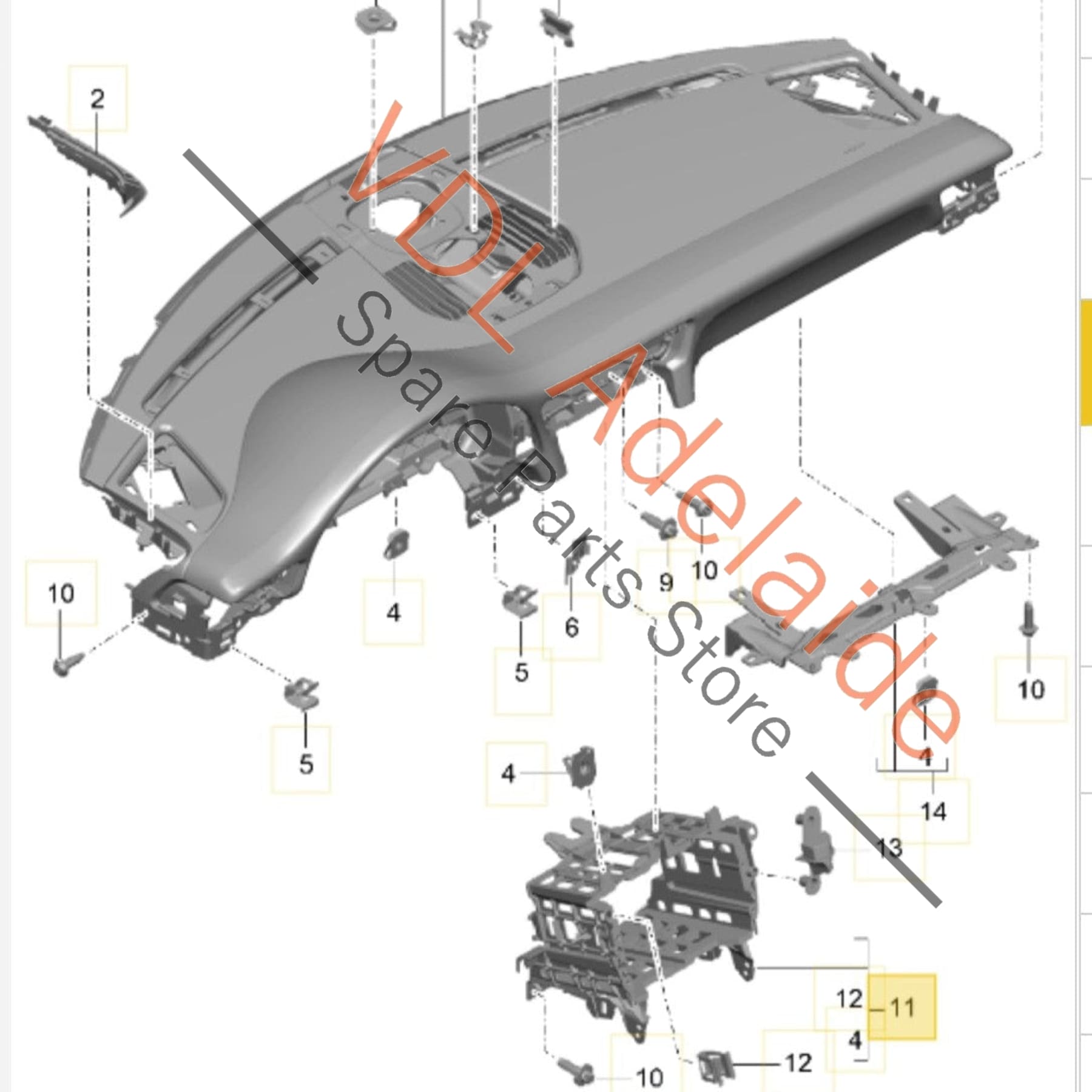 99155211102    Porsche 911 PCM Mounting Bracket for Dashboard 99155211102