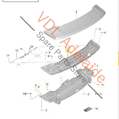 99150420525 99150420527   Porsche 911 Rear Spoiler Mount Lower Part 99150420525 99150420527