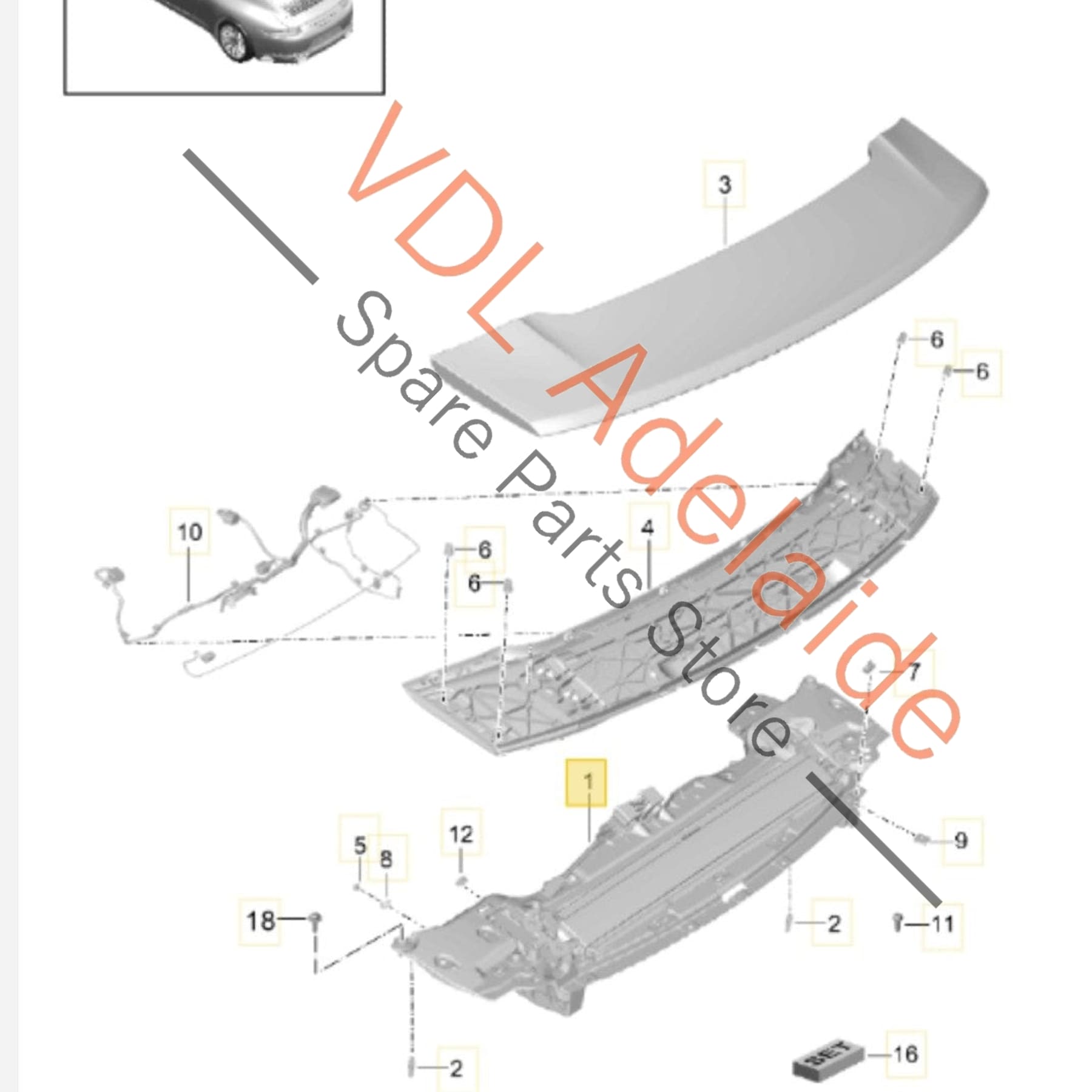 99150404126    Porsche 911 Coupe Active Rear Spoiler Drive Unit Motor Mechanism 99150404126