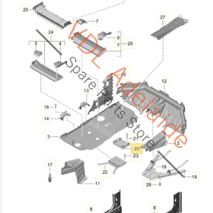 99150482300    Porsche 911 Under Floor Tunnel Reinforcement Aluminium Bracket Brace 99150482300