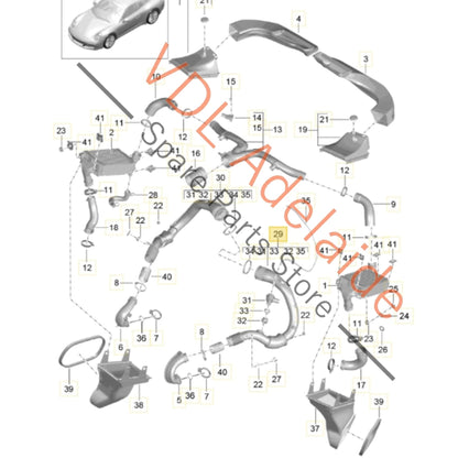 9P1145941B    Porsche 911 Intercooler Pressure Pipe Left Side LHS 9P1145941B