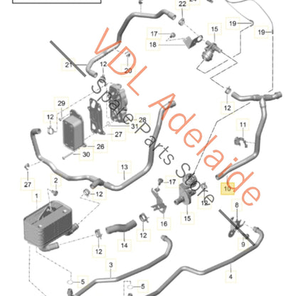 9G130773101 9P1317233 99130757300  Porsche 911 ZF Transmission Gearbox PDK Coolant Feed Hose 9G130773101 9P1317233