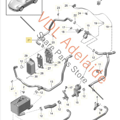9G130773301 99130757300 9P1317233  Porsche 911 ZF Transmission Gearbox PDK Coolant Feed Hose 9G130773301 99130757300 9P1317233
