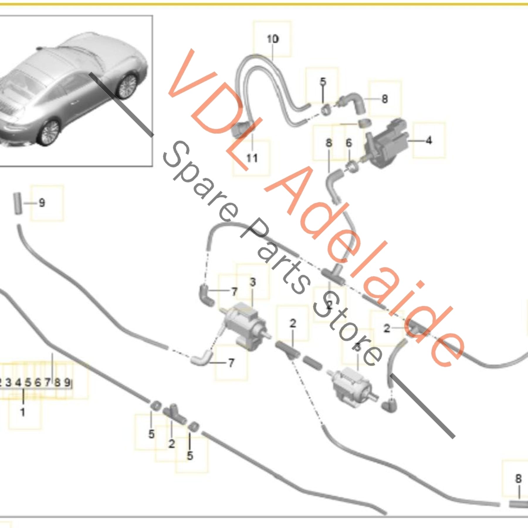 99111018130    Porsche 911 Sports Exhaust Vacuum Line Set 99111018130