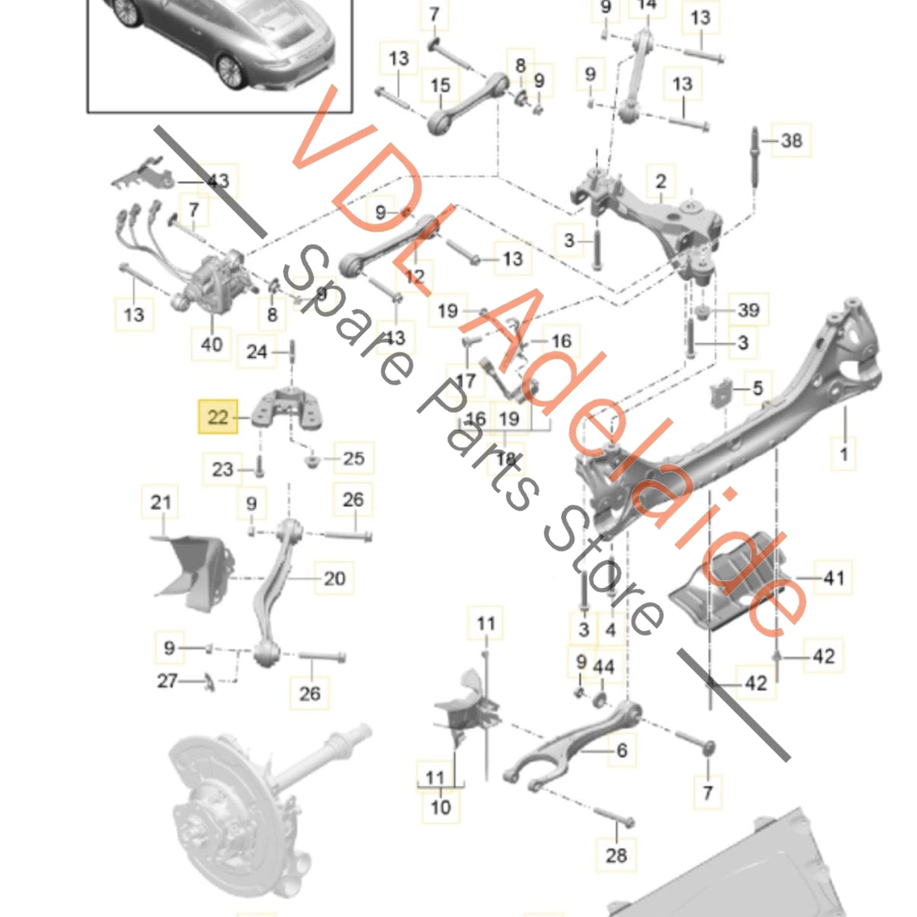 99133132902    Porsche 911 Rear Suspension Aluminium Support Mounting Bracket Bracket 99133132902