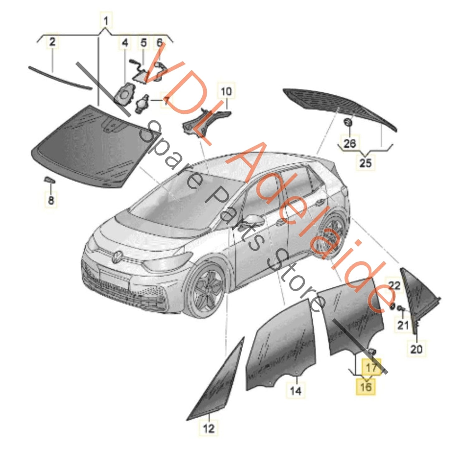 10A845026C     Cupra Born K11 Rear Right Side Door Glass Window Dark Tinted 10A845026C