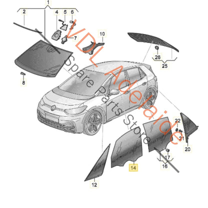 10A845202A     Cupra Born K11 Front Right Side Door Glass Window Dark Tinted 10A845202A