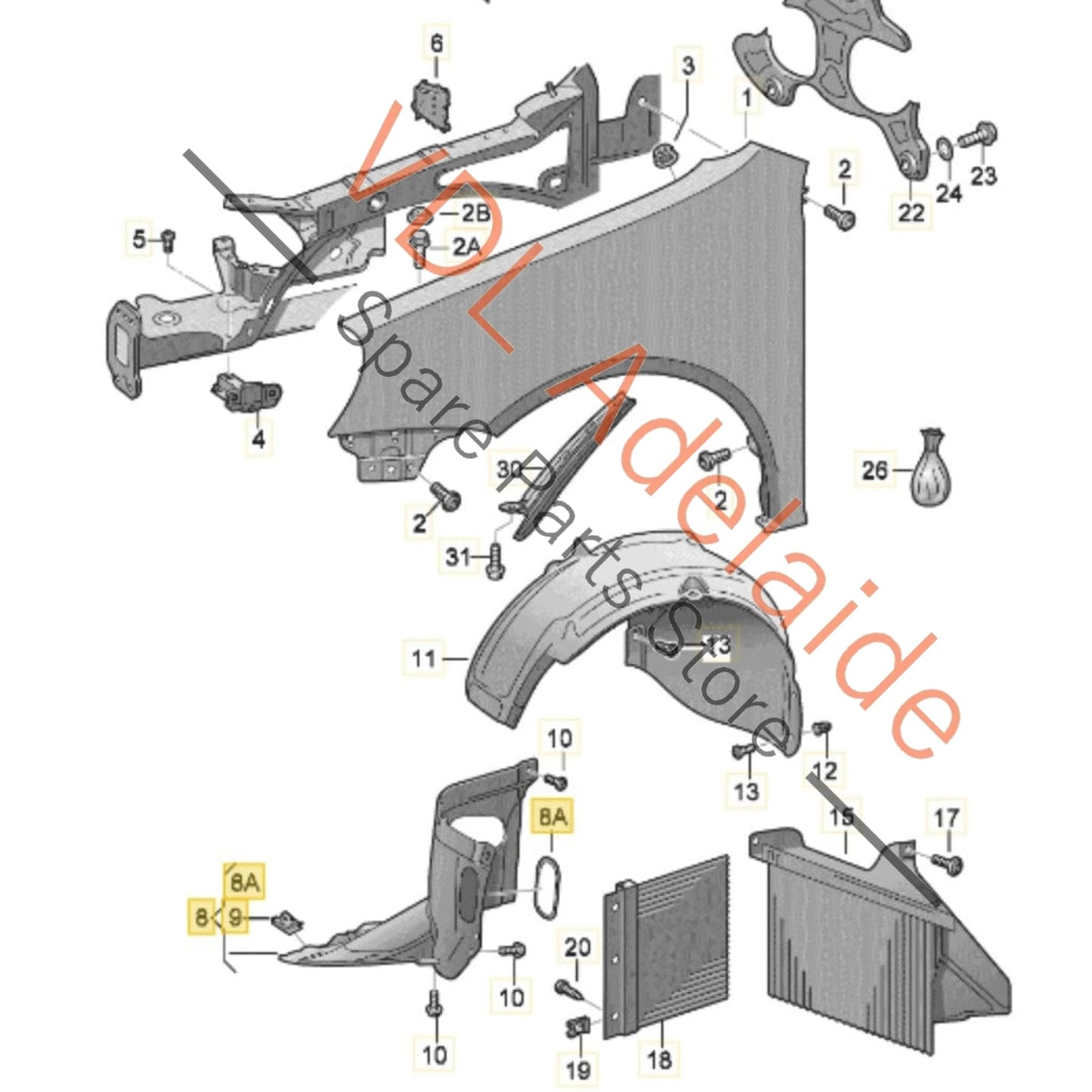 
5K0805911E 5K0805911G   VW Golf MK6 Wheel Housing Liner Front Left Lower 5K0805911E 5K0805911G