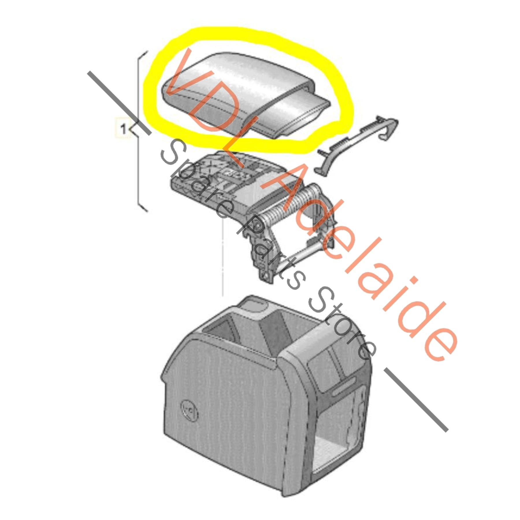 5K006112382V 5K0061123   Genuine OEM VW Golf MK6 Gti Cloth Centre Middle Arm Rest Red Stitching Interior Trim 5K0061123 82V