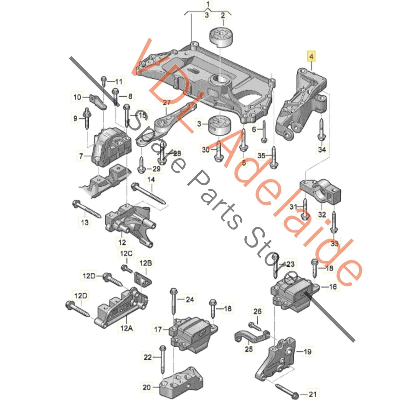 1K0199295E    VW Golf MK6 Alloy K Frame Suspension Mounting Bracket Left 1K0199295E