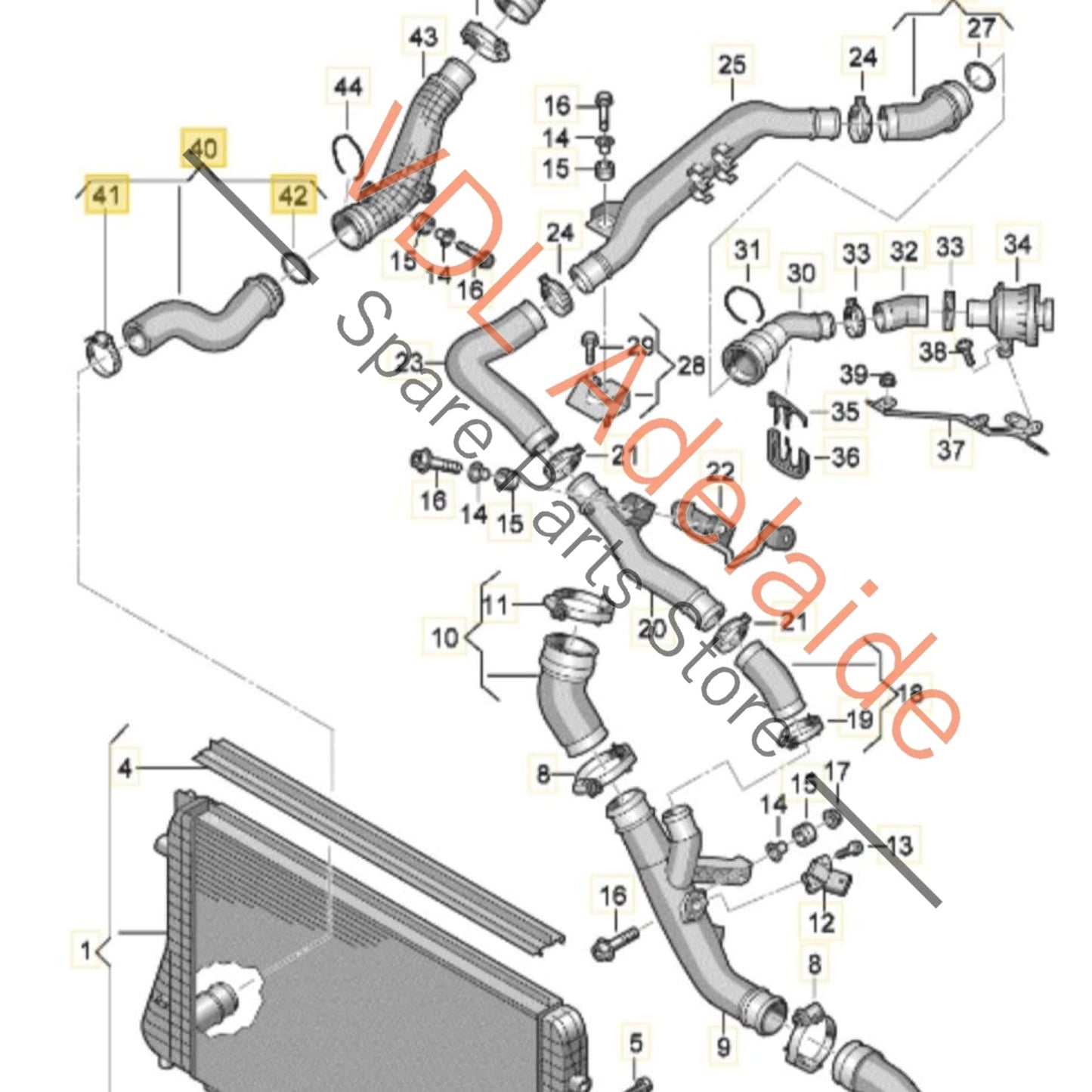 1K0145832AT 1K0145832AD   VW Golf MK6 Intercooler Connecting Hose 1K0145832AT 1K0145832AD