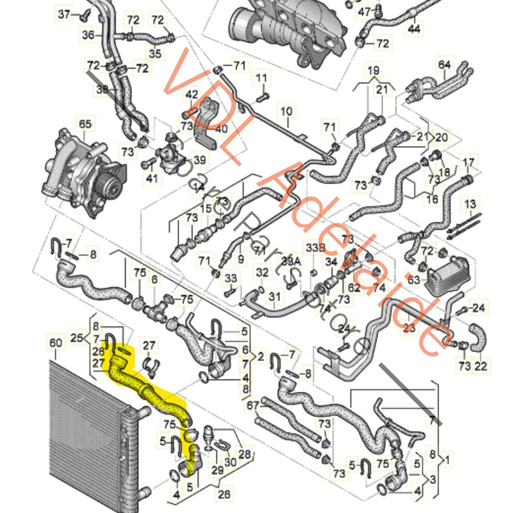 1K0122051GN    VW Golf MK6 Radiator Cooling Hose 1K0122051GN