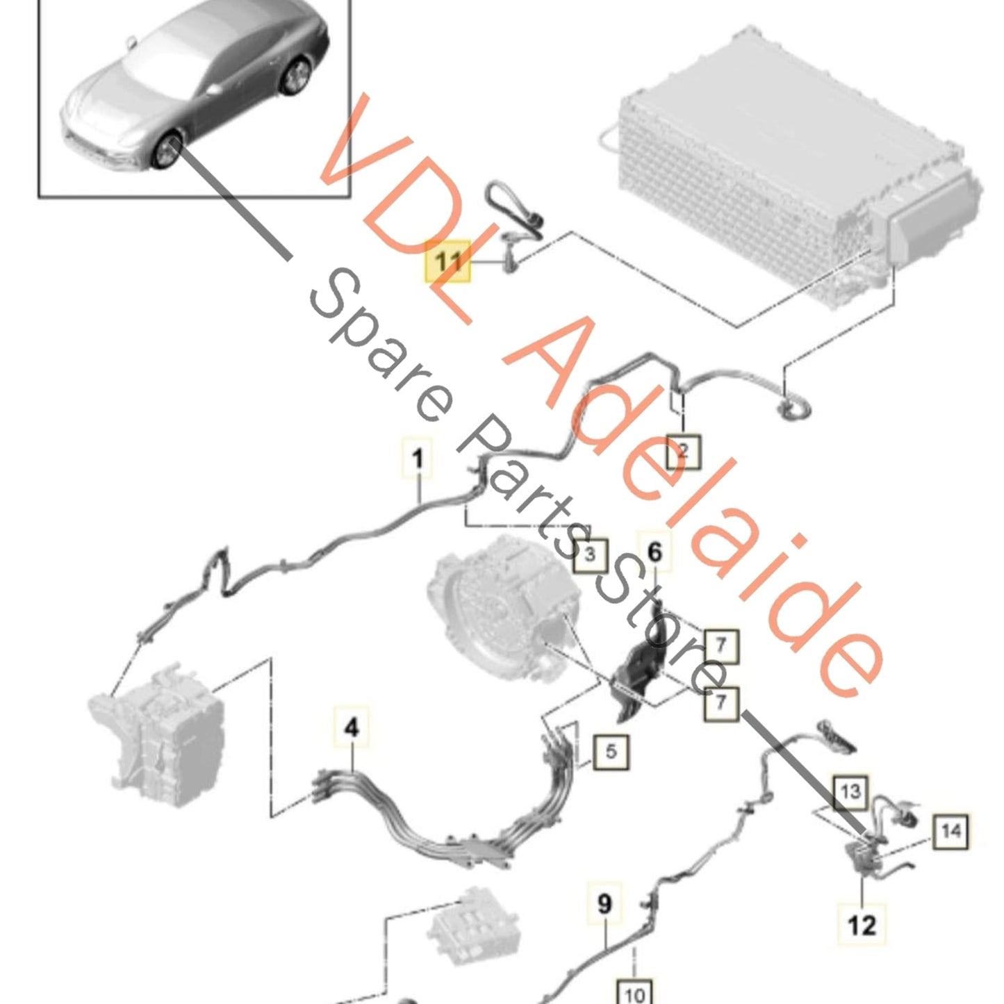 971971602    Porsche High Voltage Battery Connection Cable Wire 971971602