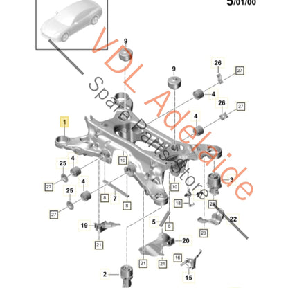 971599030AK 971599030AN   Porsche Panamera 971 Rear Suspension Subframe Cradle 971599030AK 971599030AN