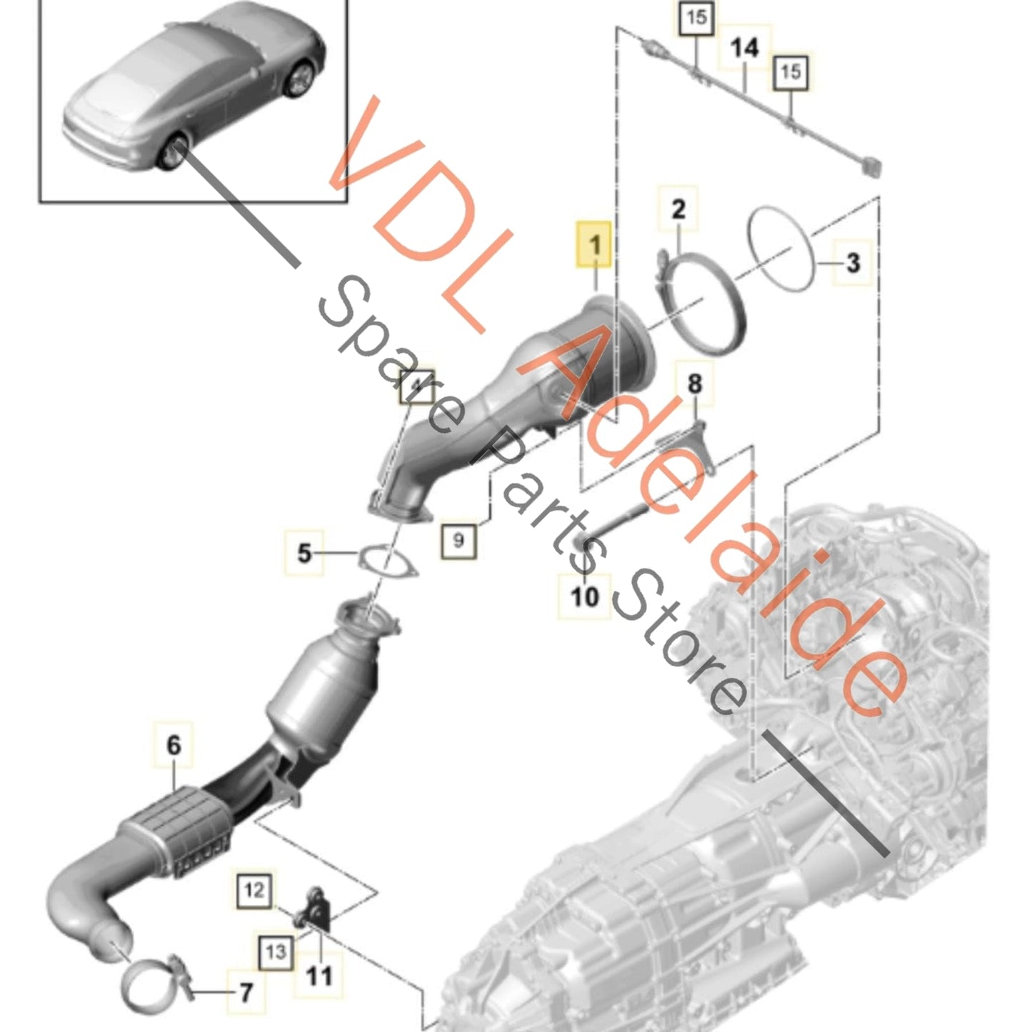 9A7254301A 971131703H 9A725430005  Porsche Panamera Petrol V6 3.0 Catalytic Converter 971131703H 9A725430005 9A7254301A