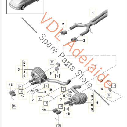 9A725382340 971253607JY 9A725382345  Porsche Panamera 971 Sport Rear Muffler LHS with Tips 971253607JY 9A725382340 9A725382345