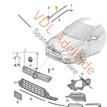 5G0854328B    VW Golf MK7 Right Windscreen Water Deflector  Edge Strip Trim Air Guide 5G0854328B