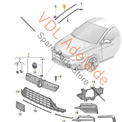 5G0854327B    VW Golf MK7 Left Windscreen Water Deflector Edge Strip Trim Air Guide 5G0854327B