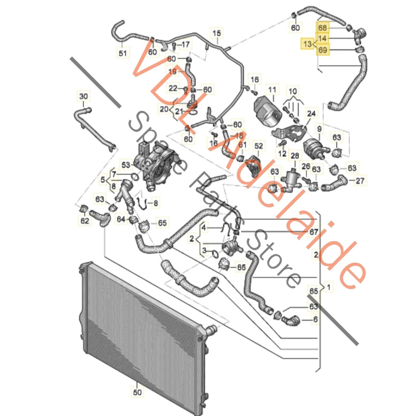 5Q0122157AK    VW Golf MK7 Radiator Cooling Hose Pipe 5Q0122157AK