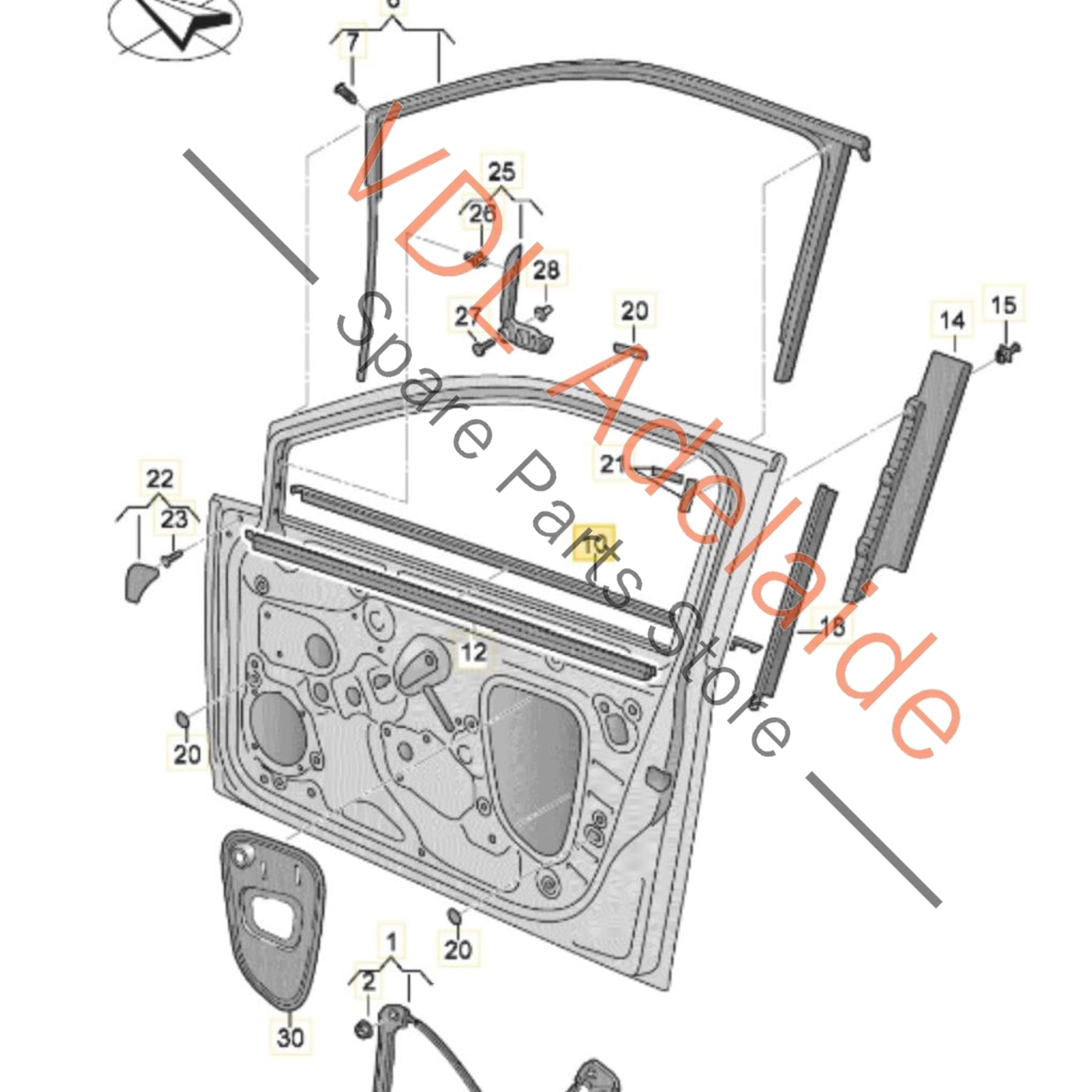 5G4837477D5AP    VW Golf MK7 Front Left Door Aperture Window Slot Seal Satin Black 5G4837477D 5AP