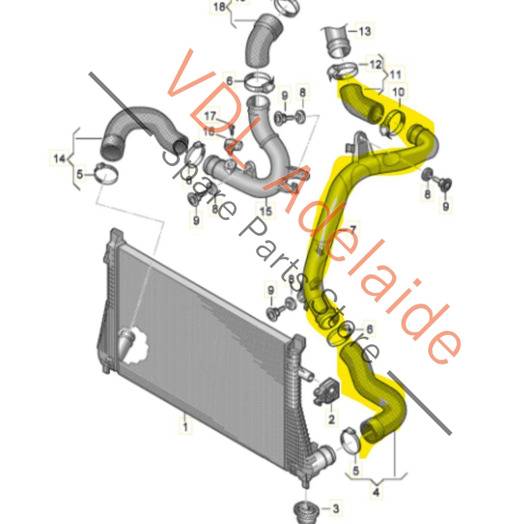 5Q0145762E 5Q0145840B   VW Golf R MK7 Left Side Intercooler Pressure Pipe Hose 5Q0145762E 5Q0145840B