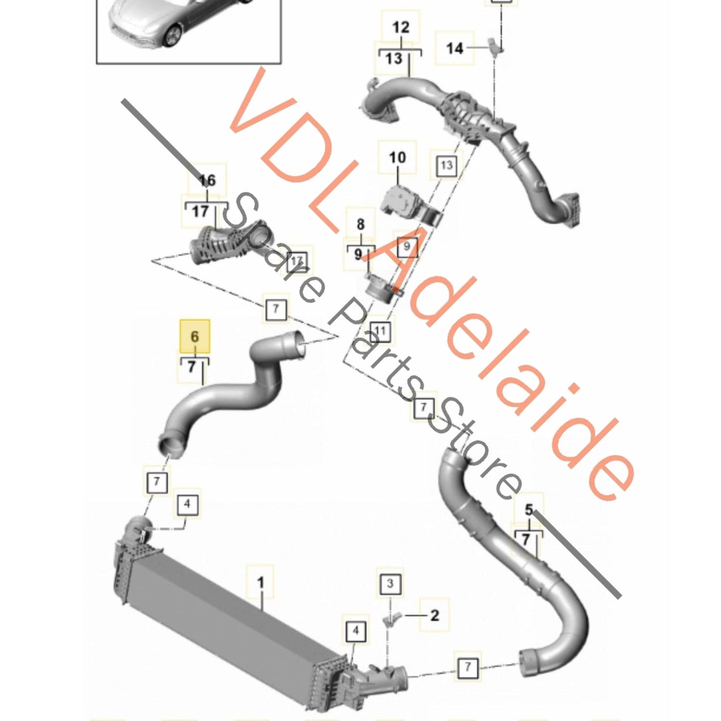 971145708BE 971145708AF    Porsche Panamera 971 Intercooler Hose Pipe Right Side 971145708AF 971145708BE