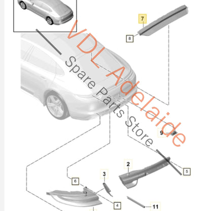971945087G     Porsche Panamera Coupe 971 Third Middle Additional Brake Light 971945087G