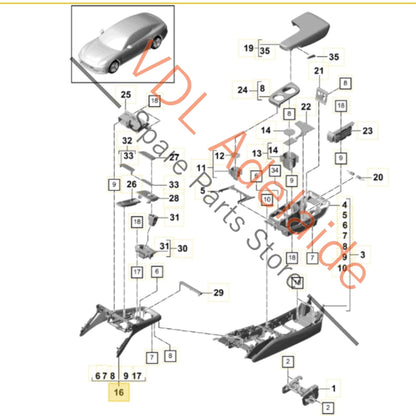 971863162C     Porsche Panamera 971 Leather Centre Console Trim 971863162C 7P8