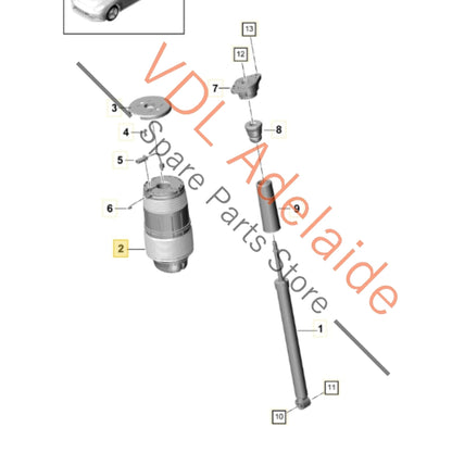 971616025H 971616025C    Porsche Panamera 971 Left Rear Suspension Airbag Air Spring Cylinder LHS 971616025C 971616025H