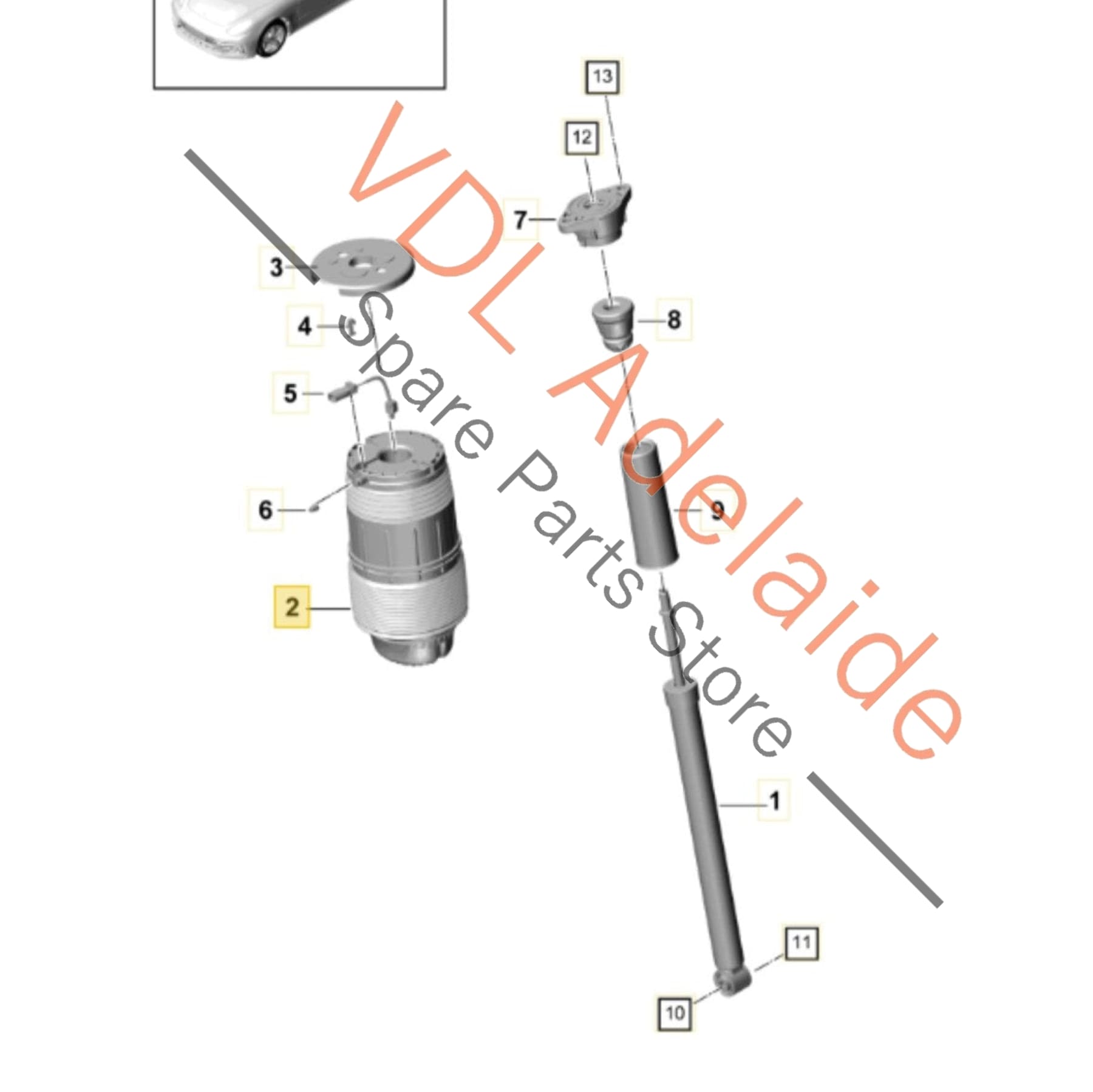 971616026H 971616026C    Porsche Panamera 971 Right Rear Suspension Airbag Air Spring Cylinder RHS 971616026C 971616026H