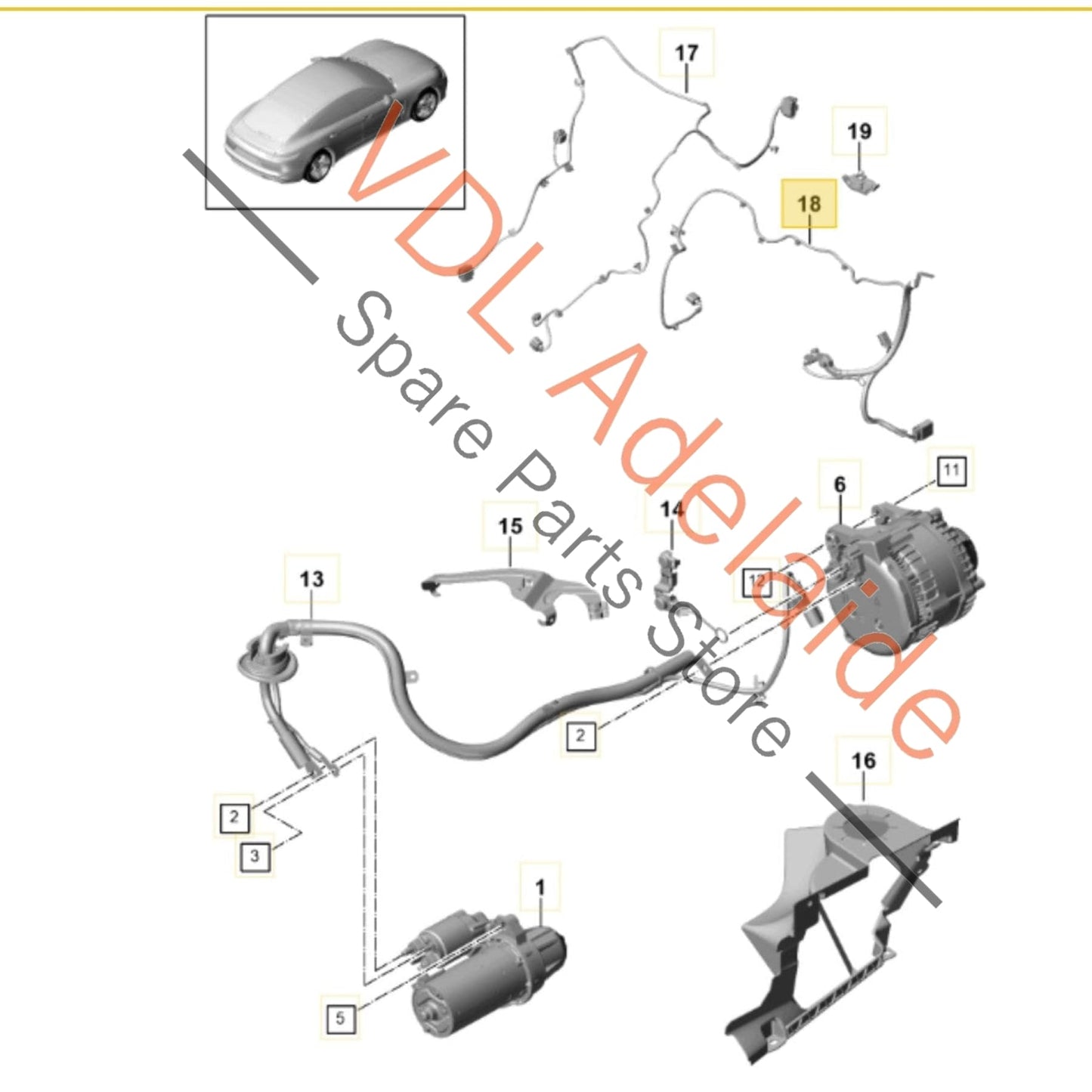 971971793R 971971793N    Porsche Main Power wire Cable for Starter Motor and Alternator 971971793N 971971793R