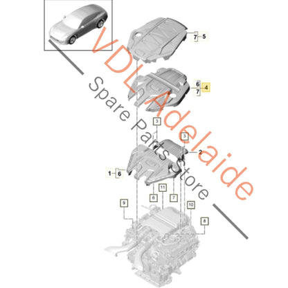 971103925L     Porsche 3.0L V6 Petrol Engine Cover Trim 971103925L