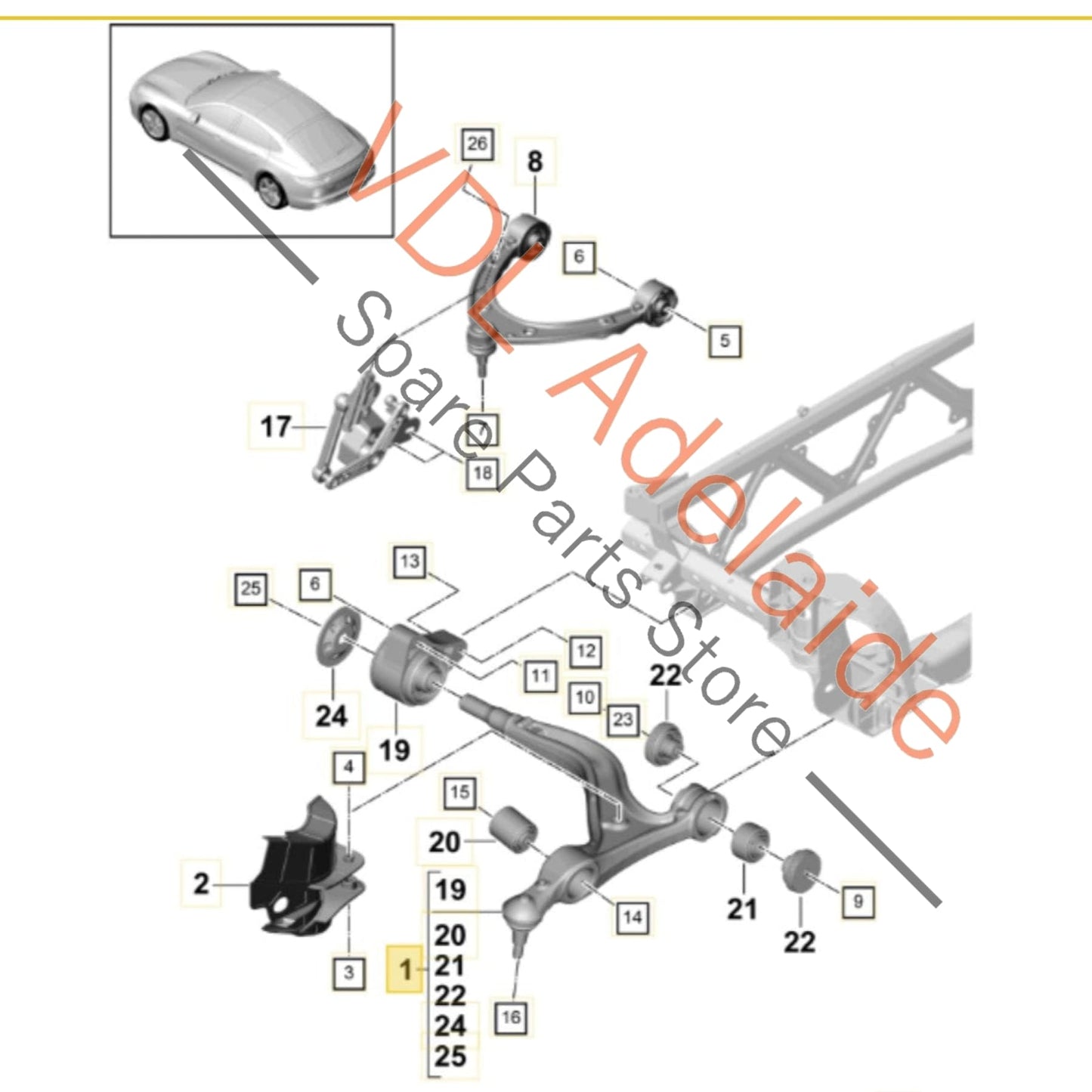 971407152H 971407166D 971407152T   Porsche Panamera 971 Front Right Lower Control Arm Wishbone Suspension 971407152H 971407166D 971407152T