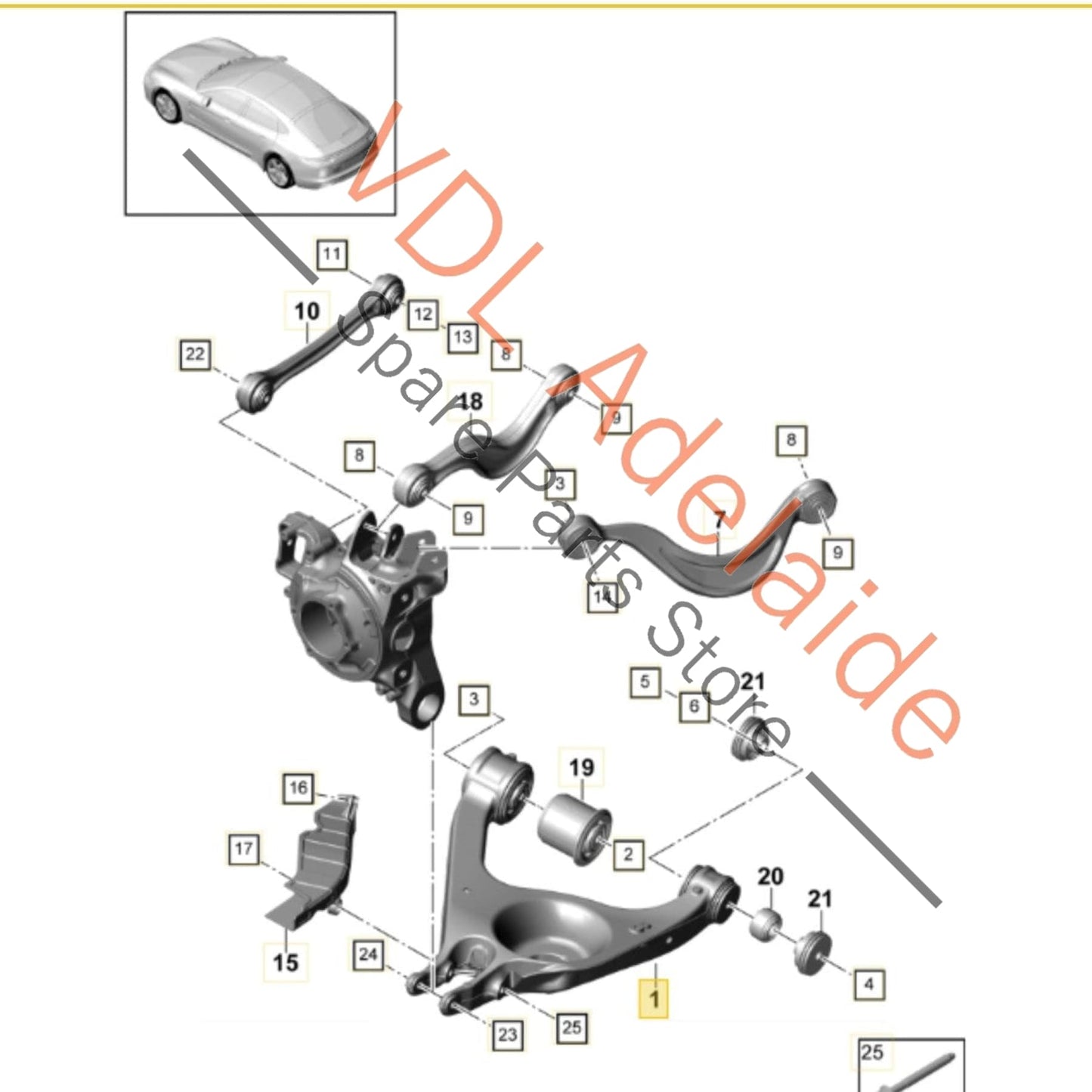 971505311E 971505375D    Porsche Panamera Rear Left Suspension Lower Control Arm Wishbone Suspension 971505375D 971505311E