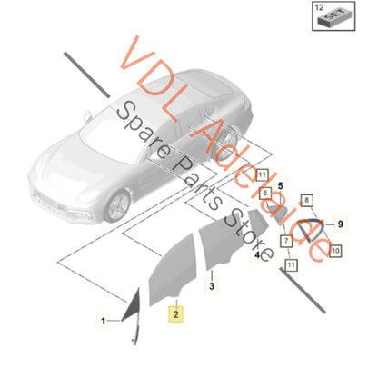 971845020    Porsche Panamera 971 Right Side Front Door Glass Window 971845020