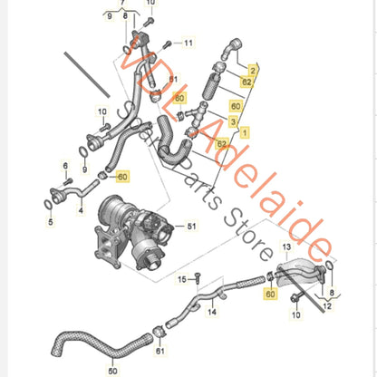 5Q0122073AB 5Q0122291H   VW Golf MK7 Turbocharger Coolant Hose 5Q0122073AB 5Q0122291H