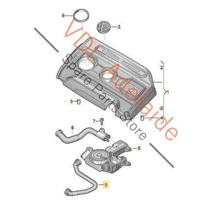 06J103221    VW Audi Rocker Cover Oil Vent Breather Hose PCV 06J103221