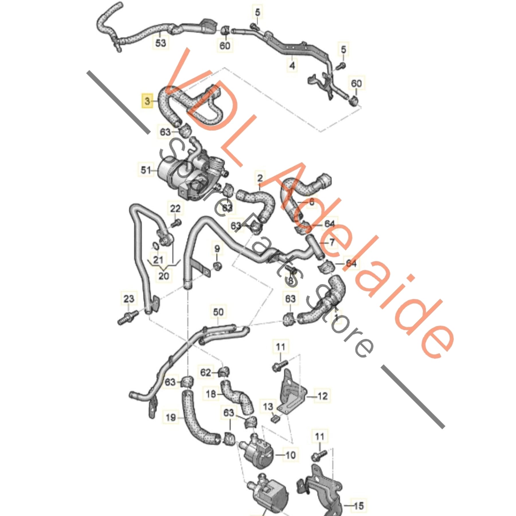 5Q0122157CE    VW Golf MK7 7.5 Radiator Water Coolant Hose Pipe 5Q0122157CE