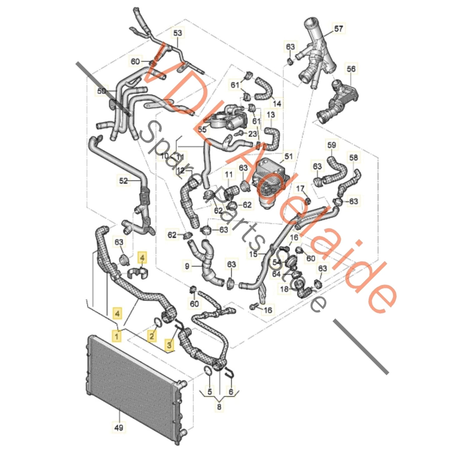 5Q0122051AR    VW Golf MK7 7.5 Radiator Water Coolant Hose Pipe 5Q0122051AR