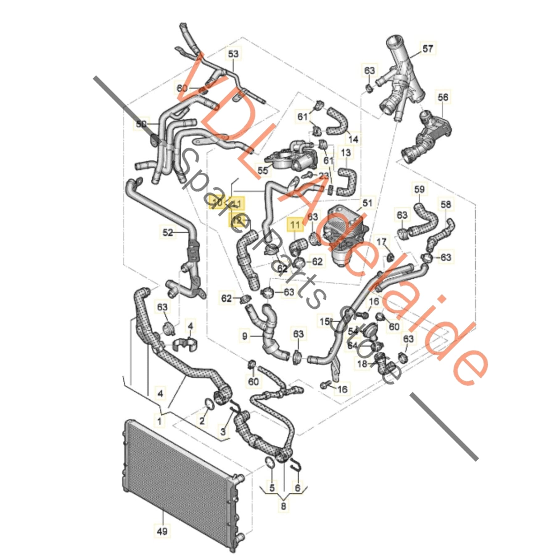 04L121064C    VW Golf MK7 7.5 Radiator Water Coolant Hose Pipe 04L121064C