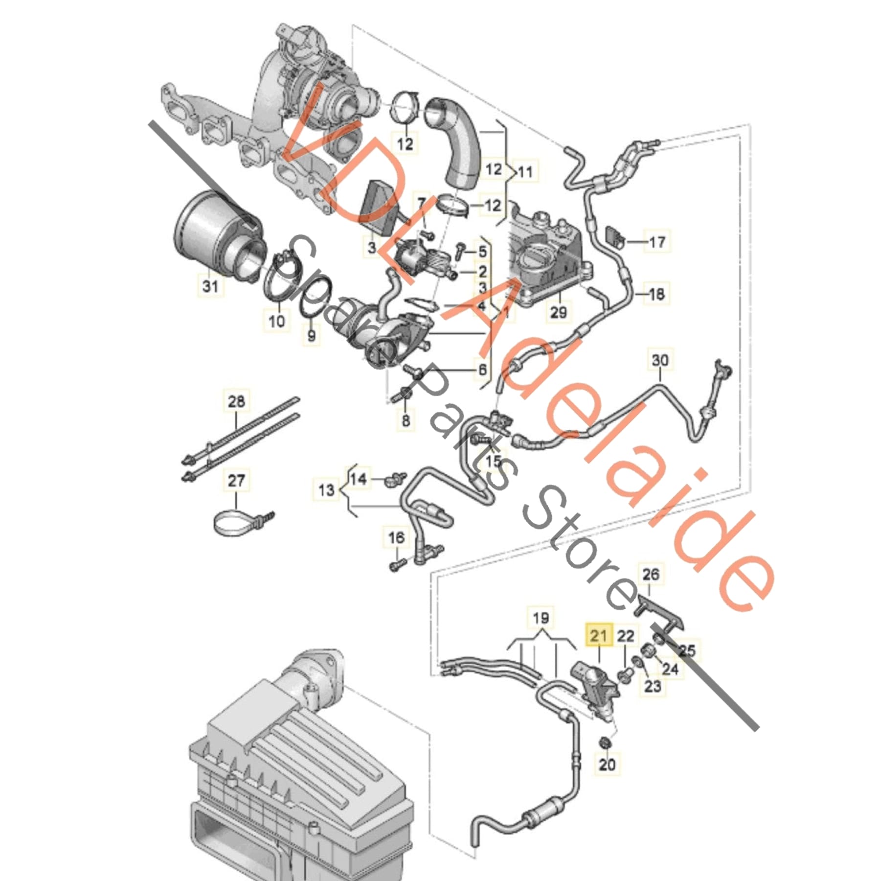 1K0906627B    VW Audi Turbo Boost Vacuum Control Air Pressure Converter Valve 1K0906627B