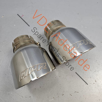     APR Double Walled 3.5inch Slash-Cut Exhaust Tips Polished Silver Chrome Audi S3 S6 S7 VW Golf Gti R Porsche 718 Boxster Cayman