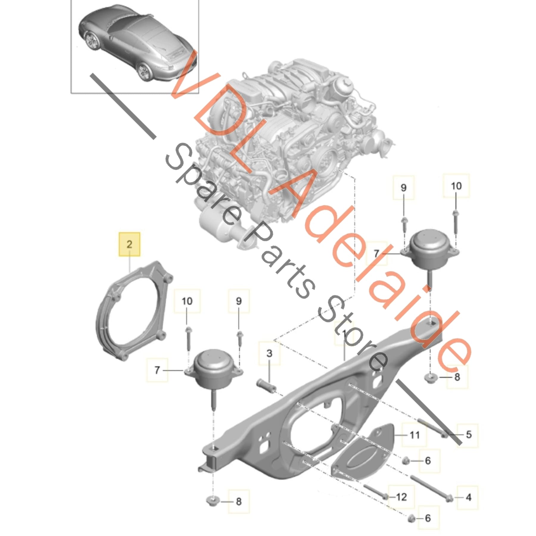 9A137523604    Porsche 911 Engine Mounting Intermediate Flange Bracket 9A137523604