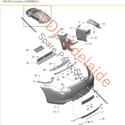 991505020A2 99150563100 99150563200  Porsche 911 991.1 Carrera S Rear Bumper Cover Assembly Kit 991505020A2 99150563100 99150563200