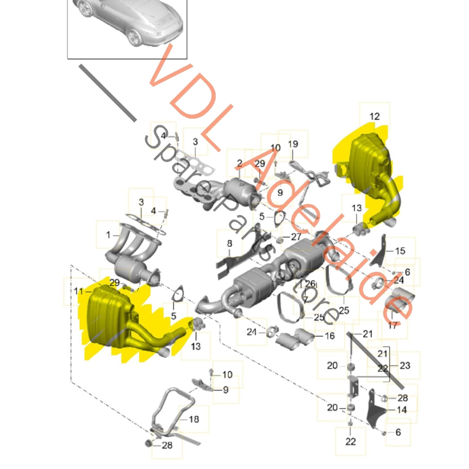 99111132103 99111132203   Porsche 911 991 Carrera S Stock Exhaust Muffler Set Pair 99111132103 99111132203