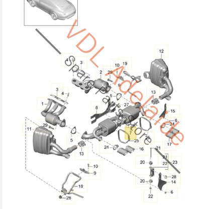 99111143708    Porsche 911 991 Carrera S Valvotronic Sport Exhaust 99111143708 Muffler