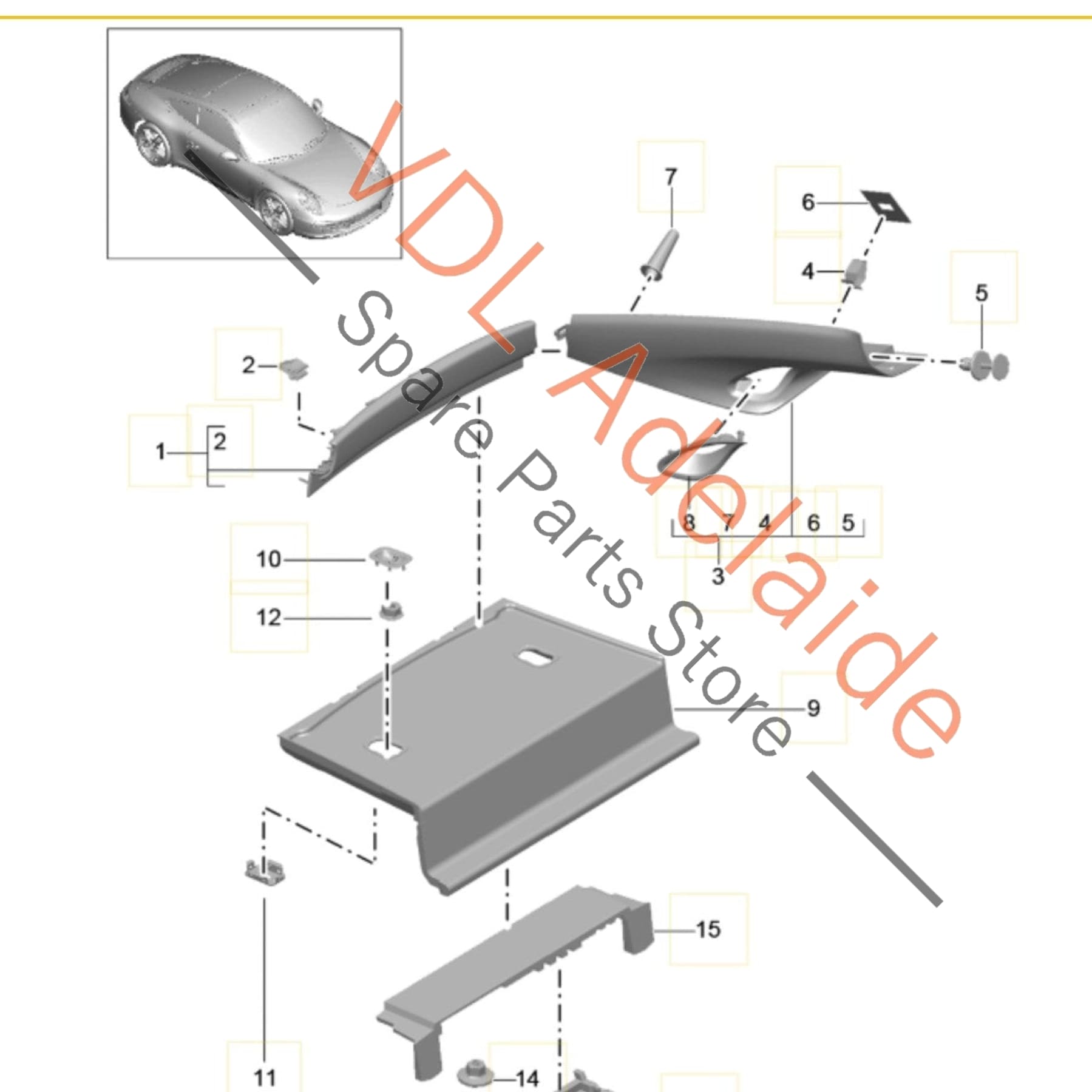 991555187012W0 991555188012W0   Porsche 911 991 Coupe C Pillar Interior Trim Set Alcantara Left 99155518701 2W0 and Right 99155518801 2W0