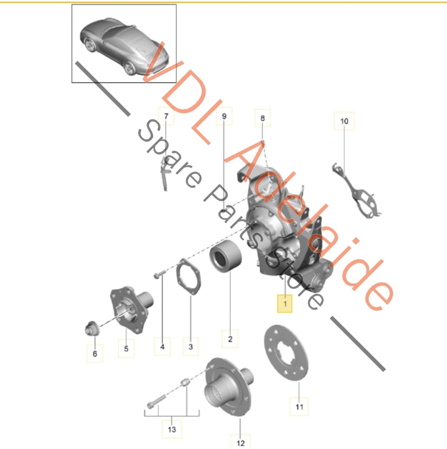 99133161105 99133161103 99133161104  Porsche 911 991 Left Rear Wheel Hub Bearing Housing 99133111105